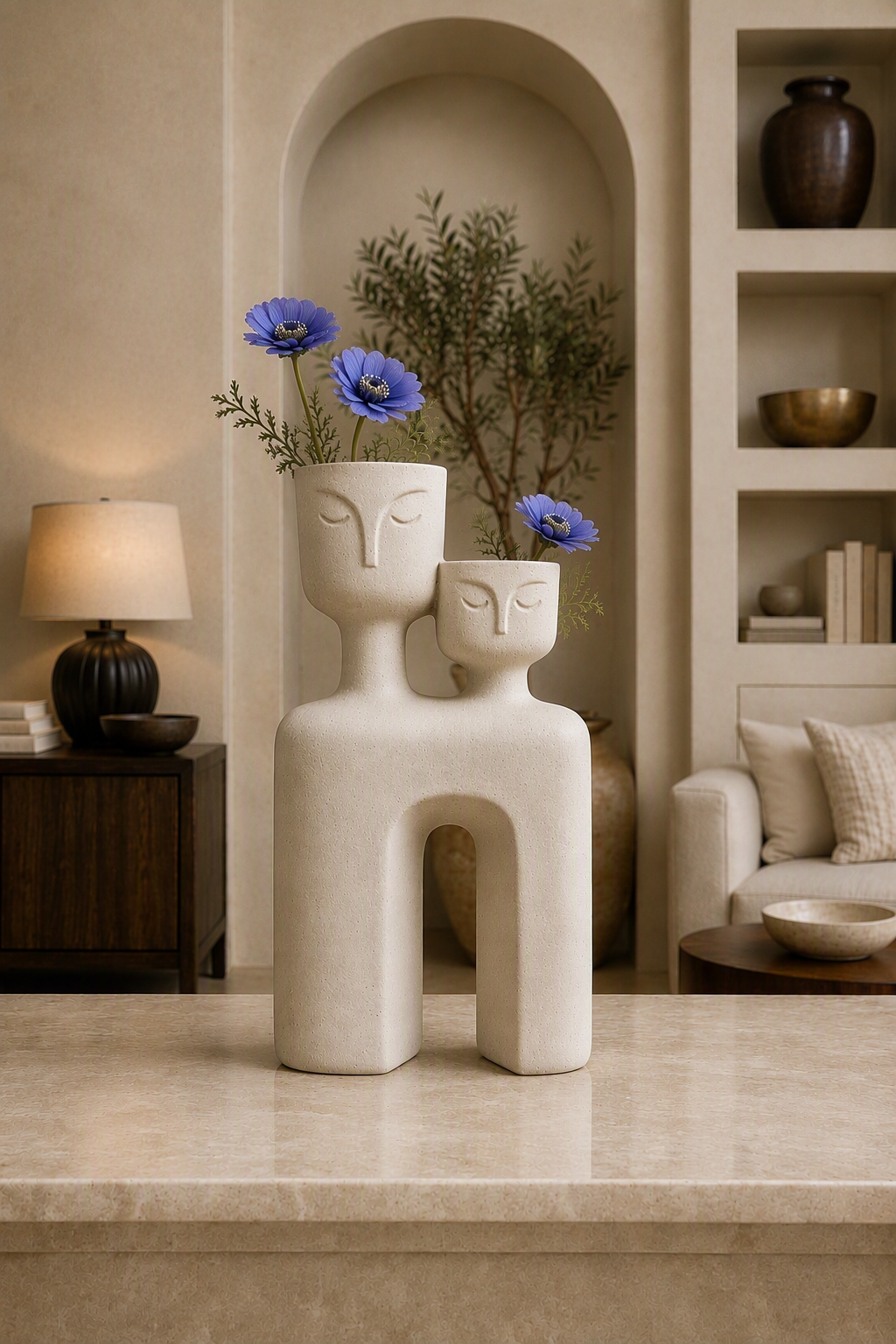 Whisperstone acting as a vase, with flowers inside