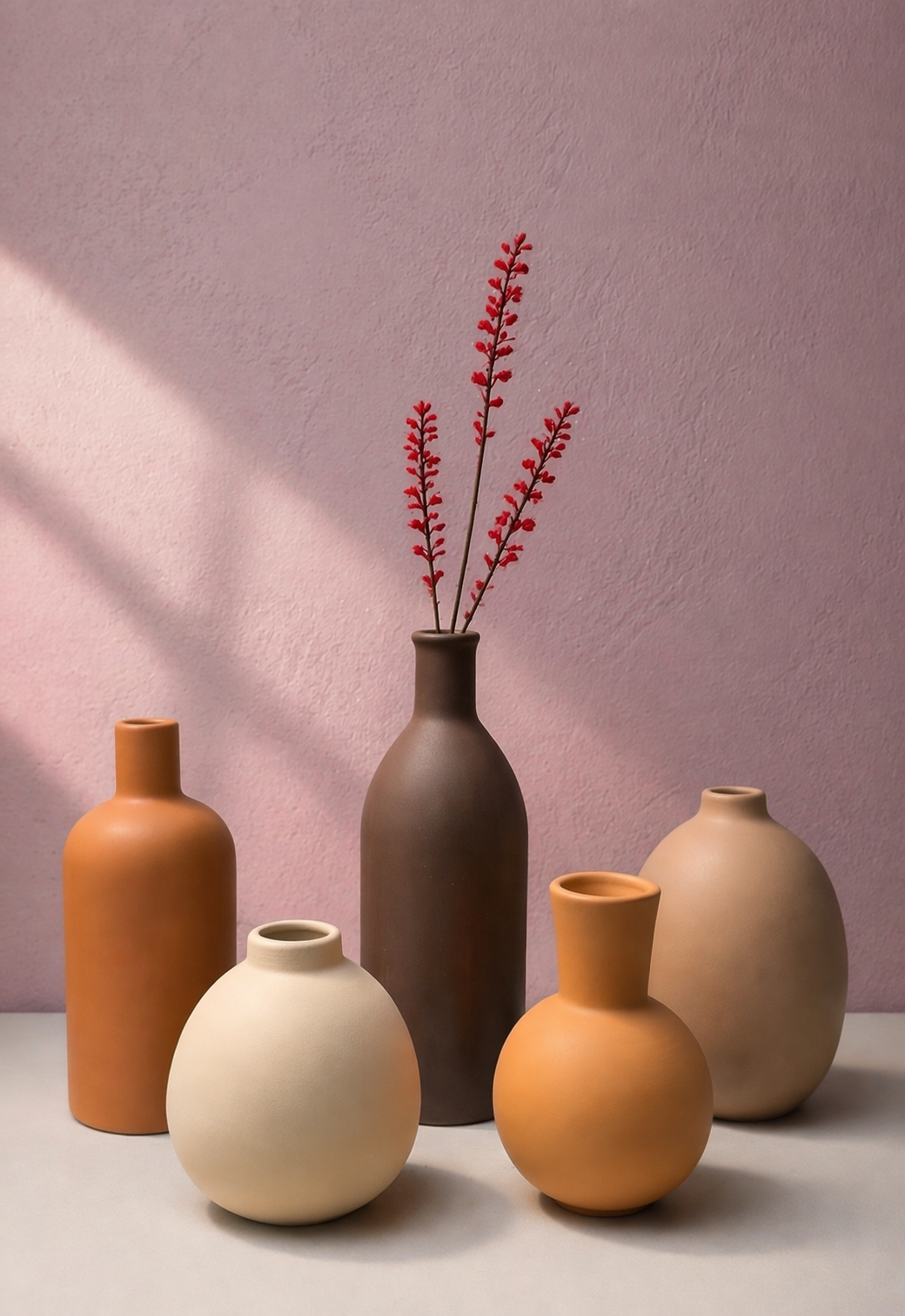 Earthen Echo decorative vases anchoring a space — by Elunne