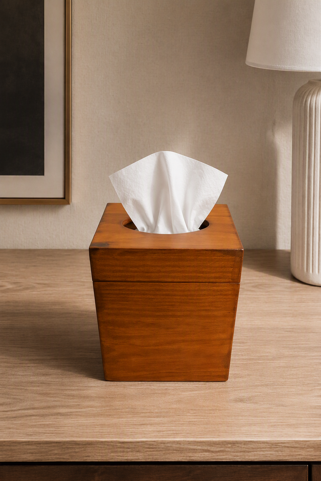 Arden Cube wood-crafted tissue holder by Elunne