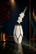 Pearlglow ivory ceramic vase with gold detail by Elunne — lifestyle shot