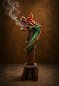 The Imperial Whisper green dragon incense holder by Elunne — front view