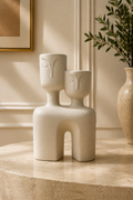 Whisperstone small dual silhouette ceramic sculpture and vase by Elunne 