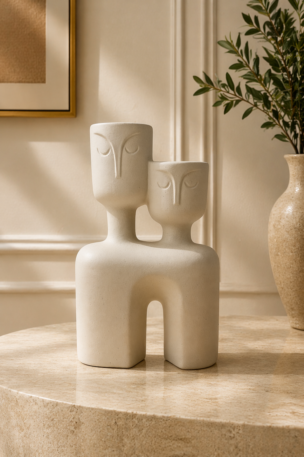 Whisperstone small dual silhouette ceramic sculpture and vase by Elunne 