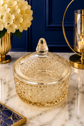 Honey Glow amber glass decorative jar by Elunne
