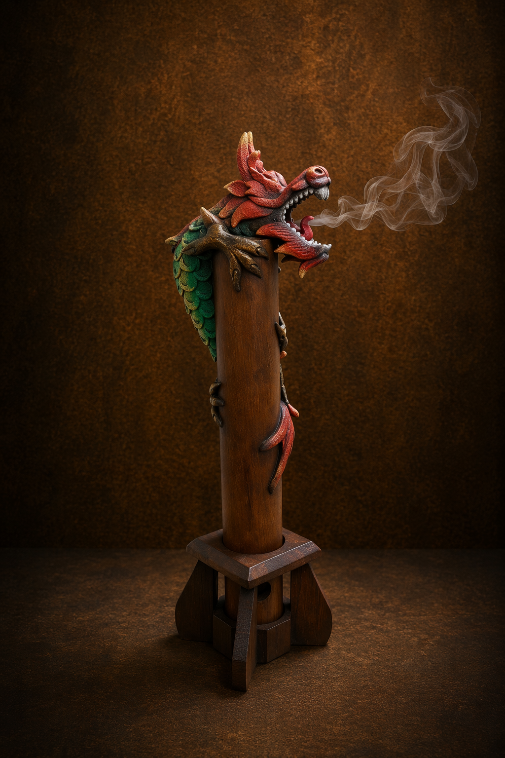 Elunne Imperial Whisper sculptural green dragon incense holder — side view