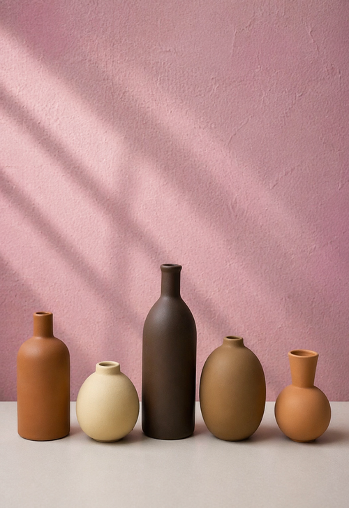 Elunne Earthen Echo varied silhouette vase collection