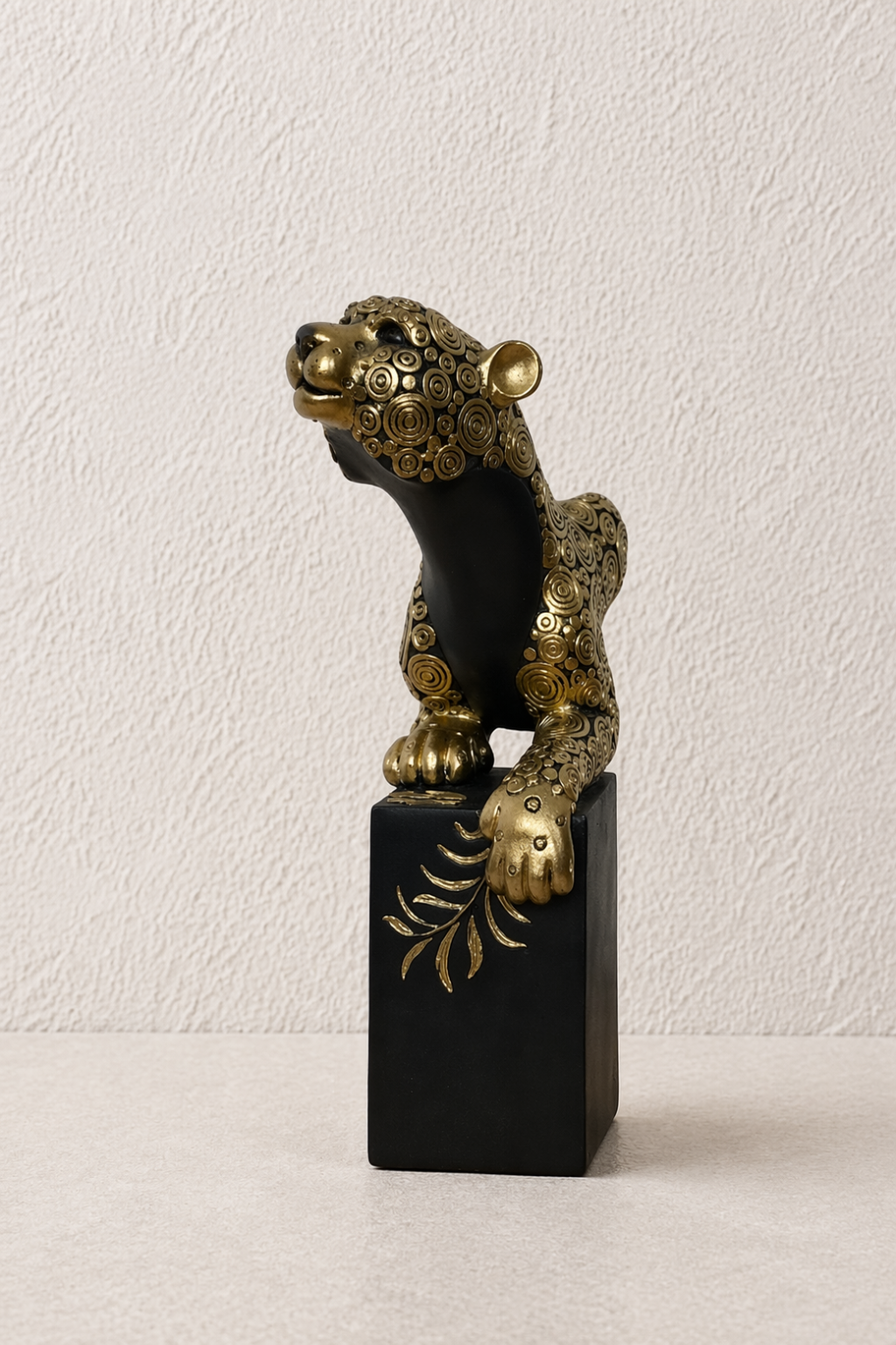 Regal Drift black and gold panther statue — luxury statement decor by Elunne