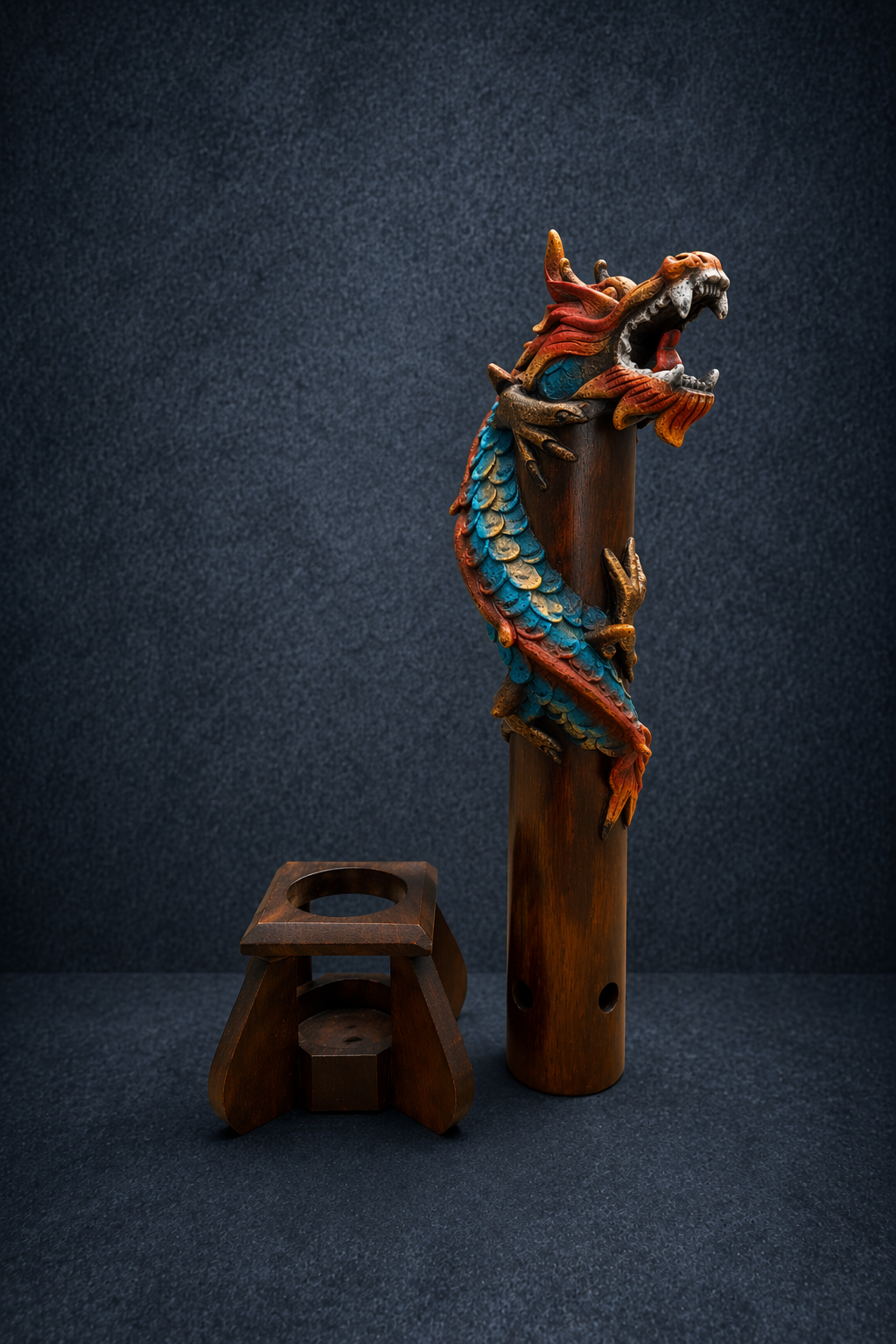 The Imperial Whisper blue dragon incense holder — luxury home decor by Elunne