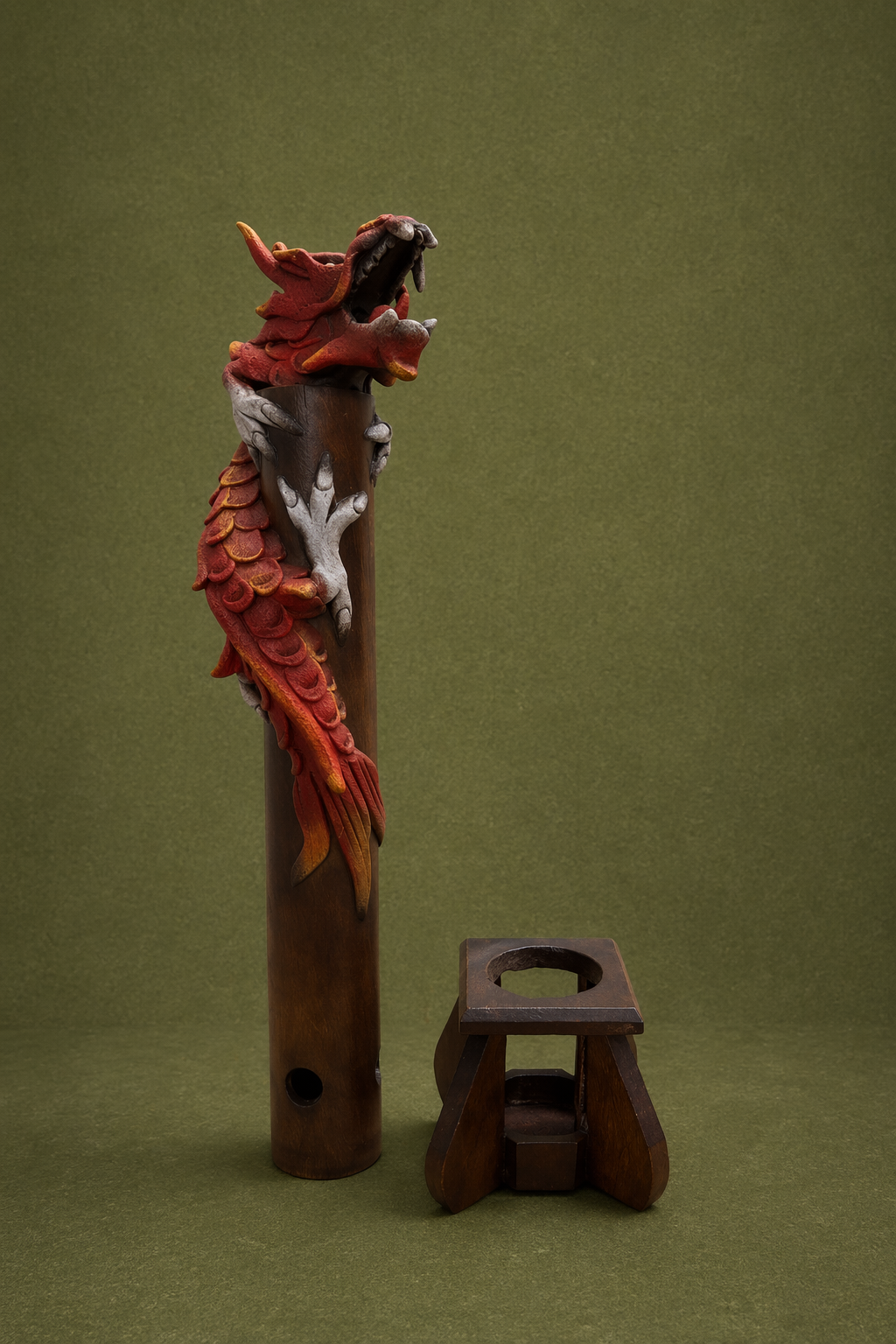 The Imperial Whisper red dragon incense holder — luxury home decor by Elunne