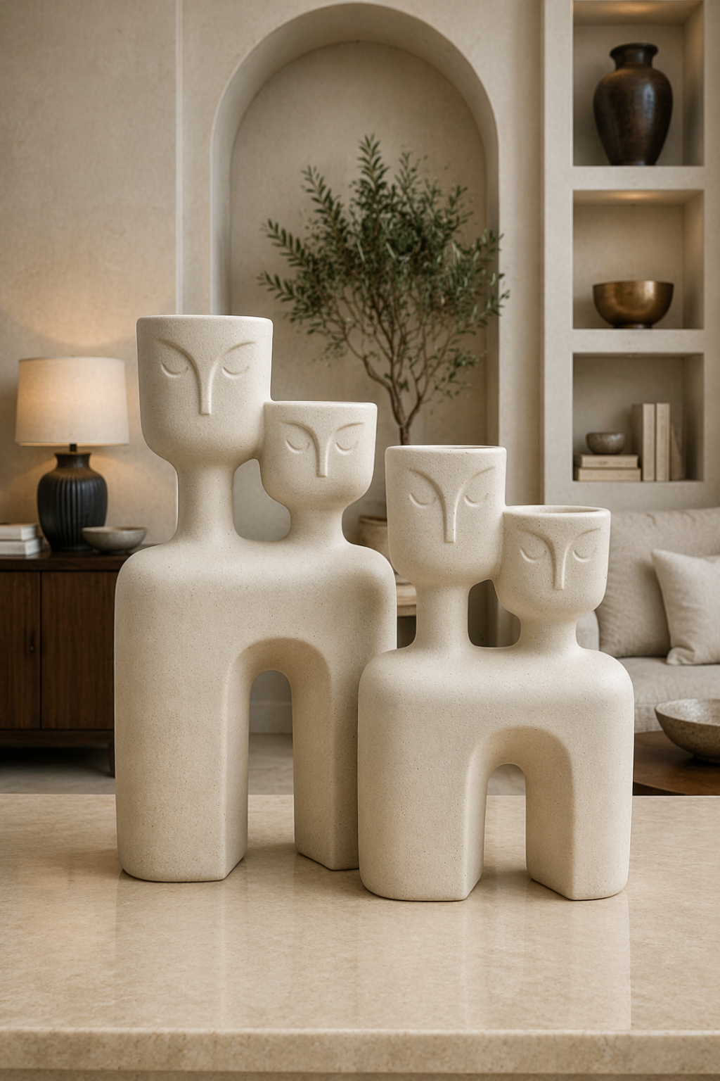 Minimalist abstract home décor sculpture — Elunne Whisperstone large