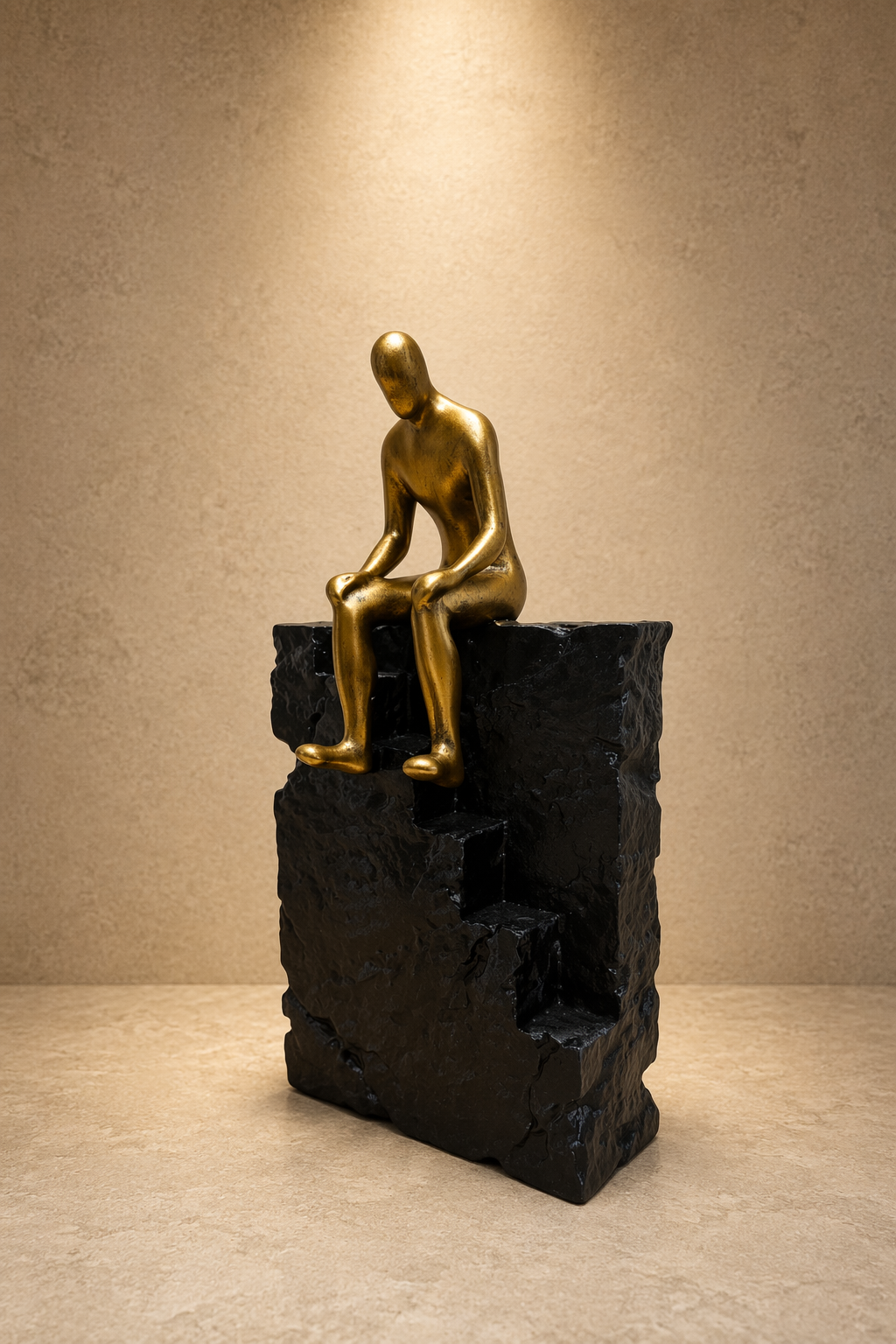Elunne The Quiet Ascent contemplative figure sculpture — luxury home décor