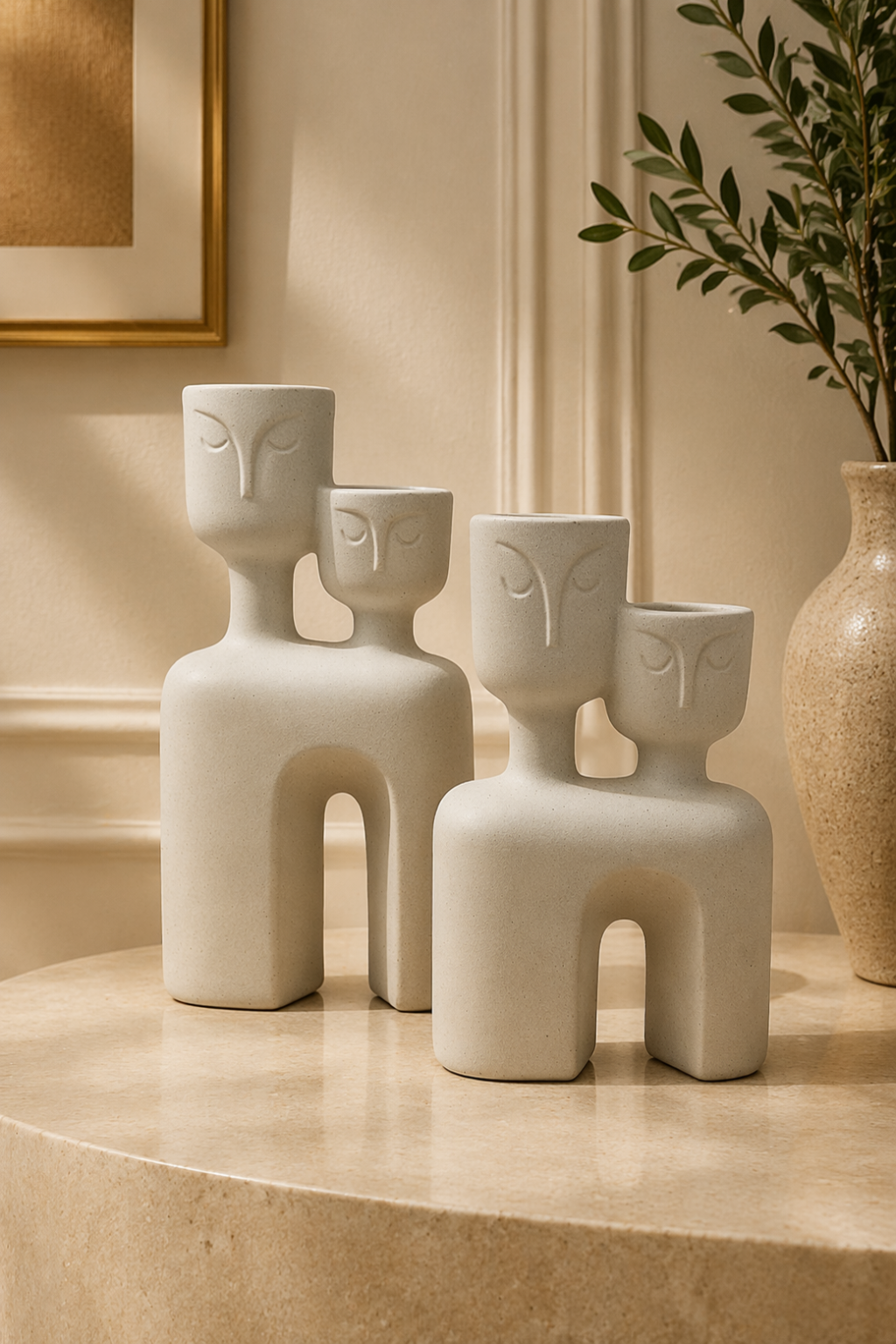 Elunne Whisperstone minimalist ceramic sculpture and vase — lifestyle shot